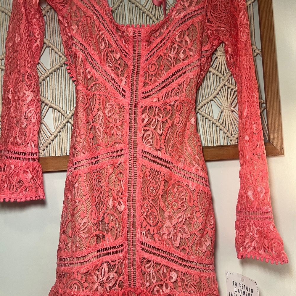 For Love & Lemons Lace Long-Sleeve Dress